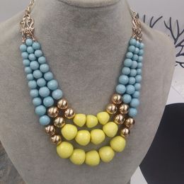 Handmade manufacturer wholesale DIY Jewellery three-layer necklace statement bubble beads bib chain