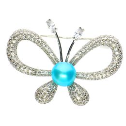 Holiday surprise gift fashionable freshwater pearl brooch jewelry butterfly brooch empty tower