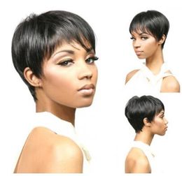 2018 Hot Wig Amazon Black Women Short Haircut Liu Haiduan Wig Realistic Black Short Straight Hair Headset Factory Direct Sale