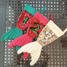 2018 New Glittering Mermaid Christmas Stockings Christmas Decorations Santa Claus Socks Xmas Ornaments Gift Bags Christmas Socks Candy Socks