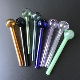 Coloured Pyrex Oil Burner Pipes Straight Type Glass Pipe Glass Smoking Pipes New Arrivals Colour Randomly Send SW37