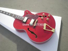 mail art Australia - High quality red art jazz guitar, electric guitar maple wood material, EMS exquisite handmade guitar bag mail delivery