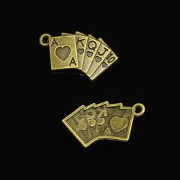 92pcs Zinc Alloy Charms Antique Bronze Plated playing cards poker train seqence Charms for Jewellery Making DIY Handmade Pendants 24*13mm