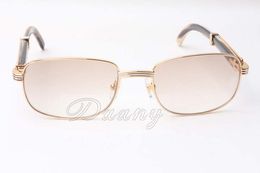 Designer For Man&Woman High End Full Thin Frame Natural Mix Horn Shaped Lens Sulasses Round Edged Square Curved Mirror Glasses Size: 56-21-135mm Factory