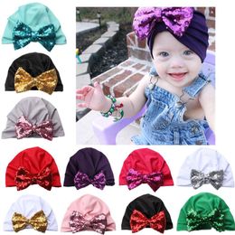 Christmas Baby hat Newborn Beanie Sequins bow Indian capes Elastic 0-2years Hat Maternity Accessories wholesale