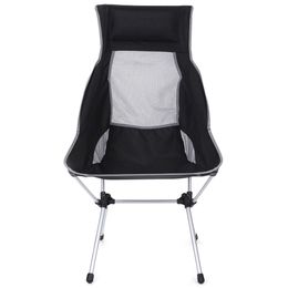 Black Outdoor Ultra-light Aluminium Alloy Folding Recliner Camping Chair portable folding armchair for easy ejection assembly