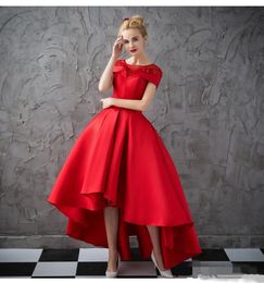 Red High Low A-Line Prom Dresses Custom Made Satin Formal Evening Gown Elegant Party Evening Dress Prom Wear
