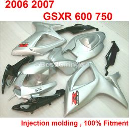 7gifts fairing kit for SUZUKI GSXR600 GSXR750 2006 2007 silver black Injection Moulding fairings GSXR 600 750 06 07 QQ10