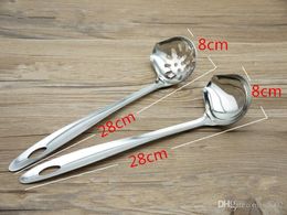 cc wholesale Canada - Portable Hanging Spoons Colander Safety Wear Resistant Stainless Steel Soup Scoop For Restaurant Slanting Mouth Design Small Light 4 8ps cc