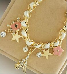 hot style Fashion new star flower heart-shaped card rope Eiffel Tower crystal bracelet female fashion classic exquisite