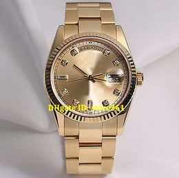 Luxury High Quality Wristwatches 36mm President 118238 DAT DATE 18K Yellow Gold Diamond 2813 Movement Mechanical Automatic Mens Watch Wat
