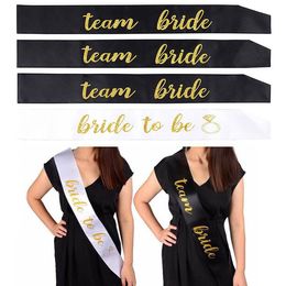 6pcs Wedding Bride To Be Team Bride Satin Sash Hen Night Girls for Wedding Bridal Shower Bachelorette Party Decoration Supplies