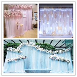 Ice Silk Fabric and sash Backdrop Curtain For Wedding Decoration Backdrop Photography Vintage Castle Indoor Staircase Photo Background decor