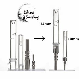 Mini 10mm 14mm NC Kits Glass nail & Titanum tip Glass pipes wax pipe length 120mm 190mm