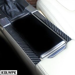 Car Styling for Volvo XC60 S60 V60 carbon fibre Car Console Armrest Decorative Strip Cup Holder Cover Stickers Car accessory