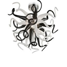 Modern White and Black Color Crystal Hand Blown Glass Lamp Style Chain Chandelier Lighting ans Pendant Lamps