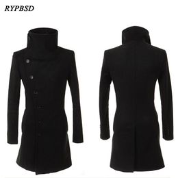 Wool Coat Male Wool Jackets Autumn Men Woolen Coats Manteau Homme Middle Long Jackets Coats Mens Warm Wool Overcoat Size 2XL