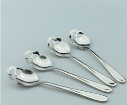 Silvery Scoops Skull Head Stainless Steel Slotted Spoons Set For Adults Flatware Strainer Scoop Metal Philtre Spoon Creative