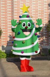 2018 Factory sale hot Christmas Tree mascot costume with big yellow star and Colourful balls newest holiday carnival