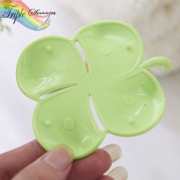 2 pieces Leaf design soap dish with non-slip ring soap box drainer sponge holder/ Candy Fashion Bathroom Accessories Sets TRQ357