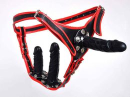 Dildos Dongs Female Chastity Belt with 4 style Anal Plug and Dildo soft pvc leather pants Sex Product for Women Gay SM BDSM Sex Toys