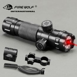 weaver hunting scope Australia - FIRE WOLF Tactical Adjust Red Dot Laser Sight Rifle Scope With 2 Mounts Picatinny Weaver Rails Hunting Scopes Air Soft