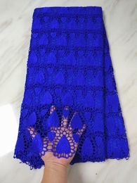 5 yards pc top sale royal blue african water soluble guipure fabric embroidery french cord lace for dressing bw1521