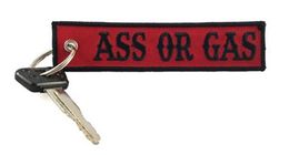 Ass or Gas No Free Rides Fabric Embroidery Motorbike KeyTags Sports Motorcycle Keychain 13 x 2.8cm 100pcs lot