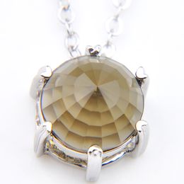 5 Pcs /Lot 10mm smoky topaz Vintage Pendants Jewellery Fashion Women Classic Simple Design Necklace Pendant