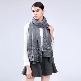 NUOVA Sciarpa Alla Moda Navy Scialli Sciarpe Cotone Ricamo Cape pashmina stola Top