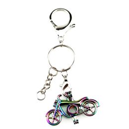 Silver Plated Key Chains Keychain Key Ring Clasp with Rainbow Colour Motorbike Pearl Beads Cage Locket Pendant Beauty Gift Y503