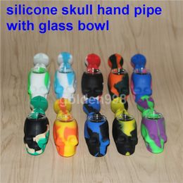 Silicone Rig smoking pipe Hand Spoon Pipes Hookah Bongs 10 Colours silicon oil dab rigs with dab tool silicone bubbler bong skull pipe