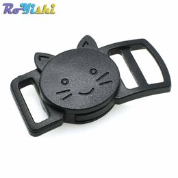 100pcs/lot 3/8"(10mm) Plastic Curved Cat-Head Safty Breakaway Buckle Black Cat Collar Paracord Webbing Apparel Accessories