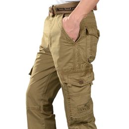 Fashion Tactical Pants Men Casual Cargo Pants with Many Pocket Straight Loose Baggy Cotton Trousers Big Size Joggers Men Clothes