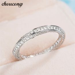 choucong Endless Cross ring Around Diamond Real 925 sterling Silver Engagement Wedding Band Rings For Women men Bijoux