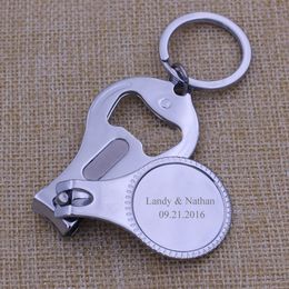Personalised Wedding Souvenir For Guests Customised Wedding Favour Nail Clipper Bottle Wine Opener Keychain Gift LX0395