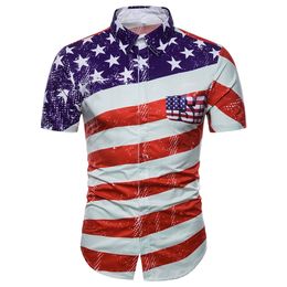 USA Flag Print Shirt Men/Women 2018 Brand New Short Sleeve Chemise Homme Casual Slim Fit Striped Flag Summer Mens 3D Shirts XXXL