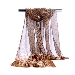 Factory Wholesale Silk Chiffon Scarf Fashion Women Long Style Wrap Lady Shawl Leopard Chiffon Scarf Scarves Stole Clothing Accessories