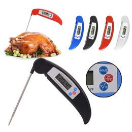 digital grill thermometers UK - Folding Kitchen Cooking Food Meat Probe Digital Thermometer Electronic BBQ Gas Oven Thermometer Cooking grill thermometer