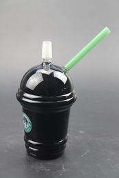 Starbud Design Black Recycler 10cm glass Bong Dab Rig Bong Water Pipes 14.4mm Male Downstem Hookahs Beaker Bongs Glass Bowl