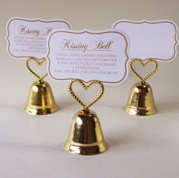 Heart Kissing Bell Place Card Photo Holder Bridal Wedding Metal Heart Shape Favor Favors Party Gift