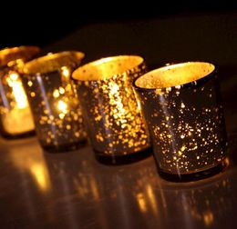 Wholesale Glass Tealight Candle Holder Silver Gold Color Festival Souvenir Party Decoration Wedding Favor SN1380