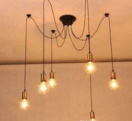 E26 E27 Rope Cord Copper Droplight Vintage Net Spider Buckingham Chandelier Ceiling Lights Creative Bar Fairy Pendant Lamp