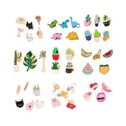 106Styles Cartoon Lapel Pins Set Badge Potted Collar Brooch For Women Badges Cactus Enamel Pin Decorative Brooches Cloth Jewellery
