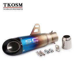 TKOSM Universal Stainless Steel 51mm Exhaust Tail Pipe Motorcycle Exhaust System Vent Pipe Bevel Laser SC Exhaust Tips for Dirt Street Bike