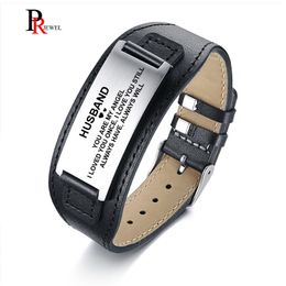 custom bracelets for him free Personalised mens genuine leather wristband bracelet length adjustable