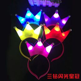 Fast shipping Lovely Kids Head Band Luminous LED Light Hair Hoop Hollow Out Design Plastic Crown Headband For Halloween