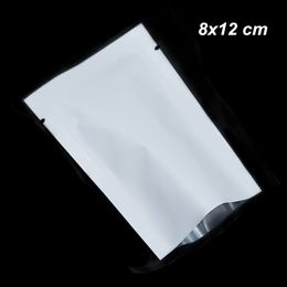 200 PCS 8x12cm Matte White Open Top Heat Sealed Food Storage Packing Pouches Pure Aluminium Foil Vacuum Heat Sealing Mylar Foil Packaging Bag