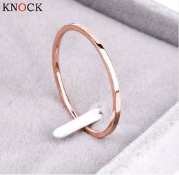 Knock ( 1.2 MM ) Promotion Titanium Steel Rose Gold Colour Anti-allergy Smooth Couple Wedding Ring Woman Man Fashion Jewelr