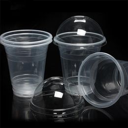 360ml Drinkware cup with cap hard plastic disposable cup food & fruits juice cup Transparent large capacity T2I223